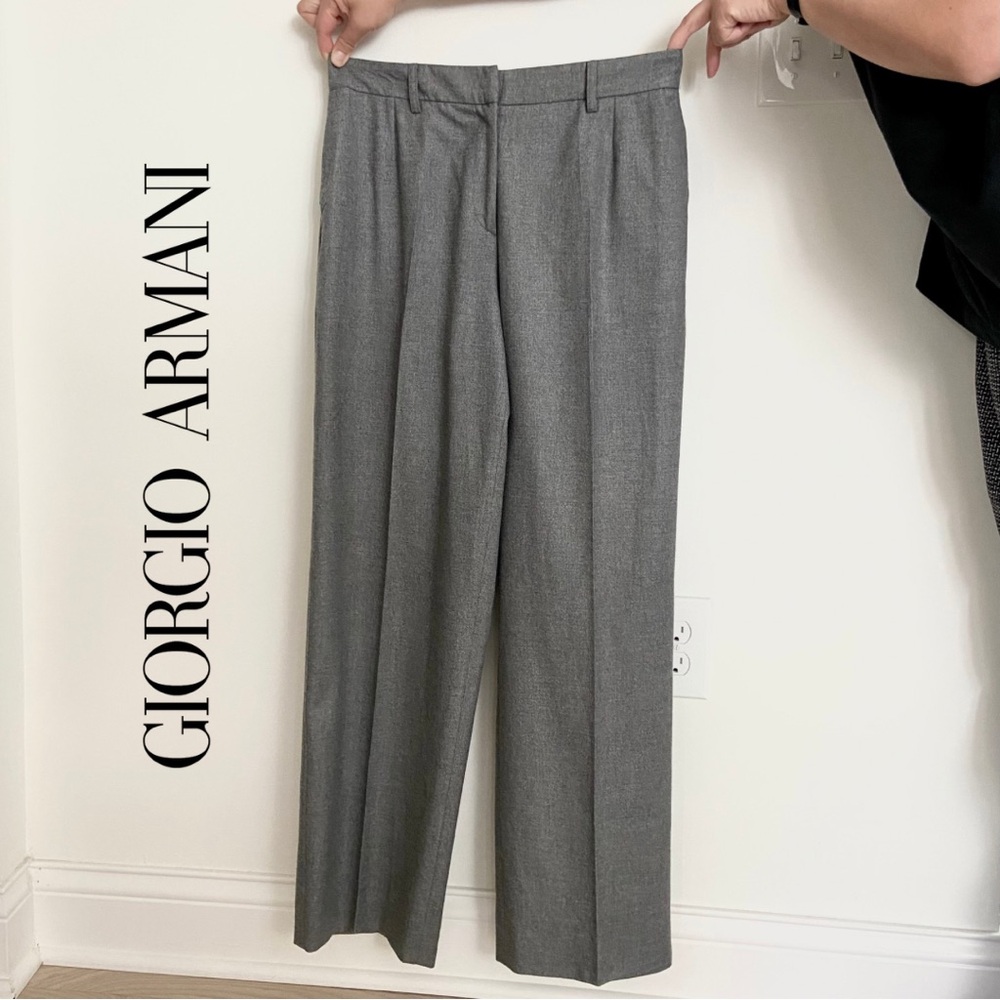 Giorgio Armani wide leg gray pleated pants